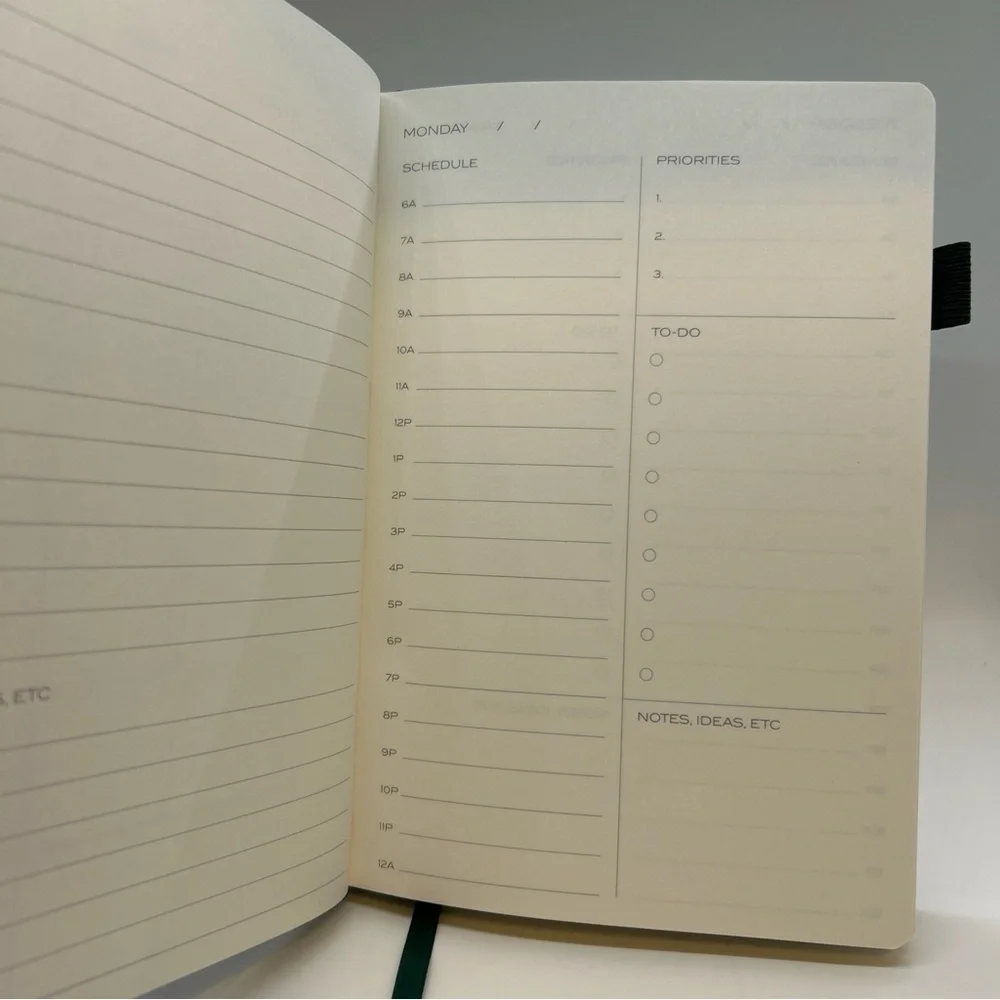 Daily Workflow Planner Timeslots NEW Black Task Calendar UNDATED Monthly Weekly